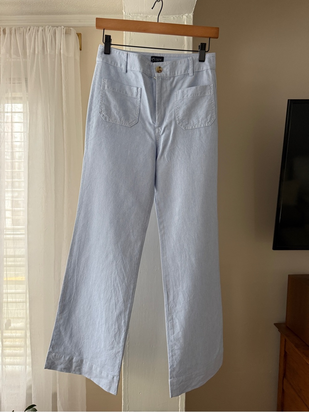J.Crew Lizzie Pant Size 25 Blue White Stripe Wide Leg High Rise Pants